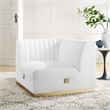 Modway Conjure Channel Tufted Performance Velvet Left Corner Chair in Gold/White