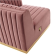 Modway Conjure Channel Tufted Performance Velvet Right Corner Chair in Gold/Rose
