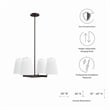 Modway Mercer 4-Light Metal and Fabric Pendant Light in White/Bronze