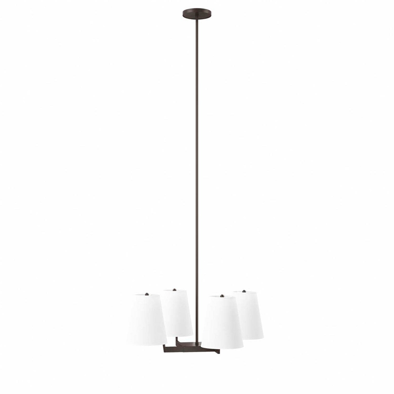 Modway Mercer 4-Light Metal and Fabric Pendant Light in White/Bronze