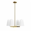 Modway Mercer 4-Light Metal and Fabric Pendant Light in White/Satin Brass