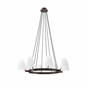 Modway Surround 8-Light Metal and Fabric Chandelier in White/Bronze