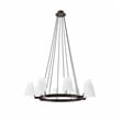 Modway Surround 8-Light Metal and Fabric Chandelier in White/Bronze