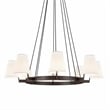 Modway Surround 8-Light Metal and Fabric Chandelier in White/Bronze