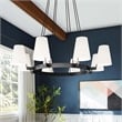 Modway Surround 8-Light Metal and Fabric Chandelier in White/Bronze