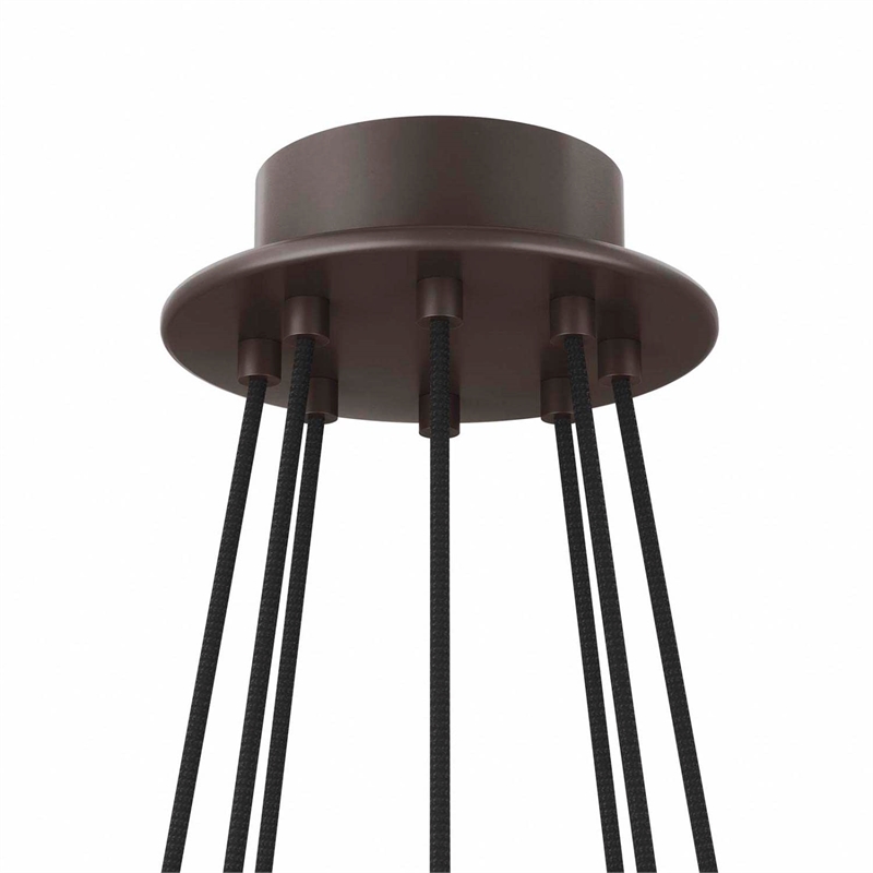 Modway Surround 8-Light Metal and Fabric Chandelier in White/Bronze