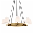Modway Surround 8-Light Metal and Fabric Chandelier in White/Satin Brass