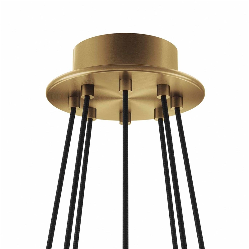 Modway Surround 8-Light Metal and Fabric Chandelier in White/Satin Brass