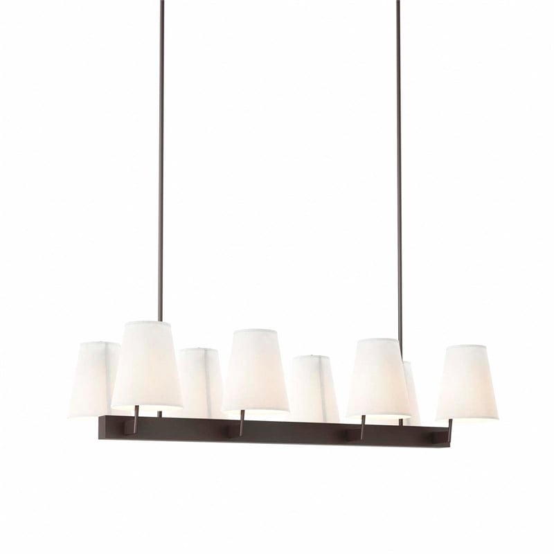 Modway Enthrall 8-Light Metal and Fabric Chandelier in White/Brass
