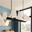 Modway Enthrall 8-Light Metal and Fabric Chandelier in White/Brass