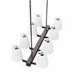 Modway Enthrall 8-Light Metal and Fabric Chandelier in White/Brass