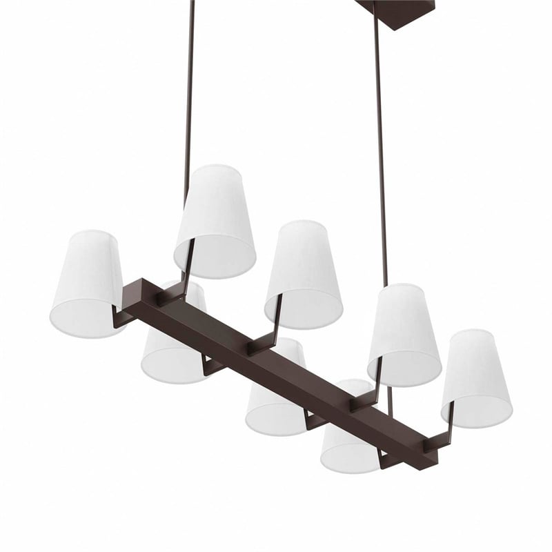 Modway Enthrall 8-Light Metal and Fabric Chandelier in White/Brass