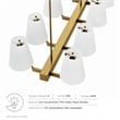 Modway Enthrall 8-Light Metal and Fabric Chandelier in White/Satin Brass