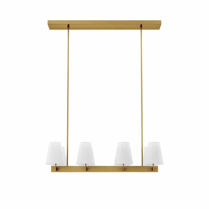 Modway Enthrall 8-Light Metal and Fabric Chandelier in White/Satin Brass