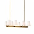 Modway Enthrall 8-Light Metal and Fabric Chandelier in White/Satin Brass