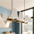 Modway Enthrall 8-Light Metal and Fabric Chandelier in White/Satin Brass
