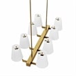 Modway Enthrall 8-Light Metal and Fabric Chandelier in White/Satin Brass