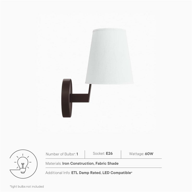 Modway Surround Metal and Fabric Wall Sconce in White/Bronze