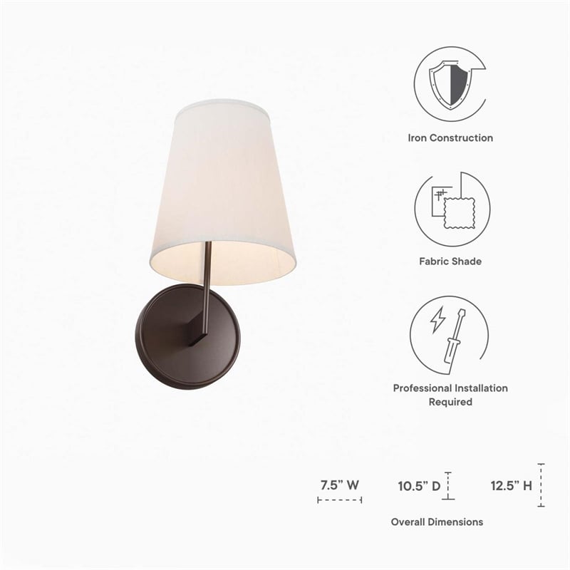 Modway Surround Metal and Fabric Wall Sconce in White/Bronze
