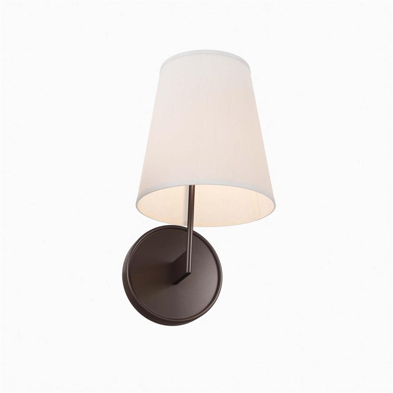 Modway Surround Metal and Fabric Wall Sconce in White/Bronze