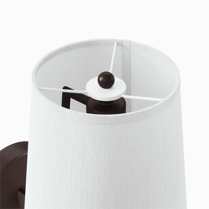 Modway Surround Metal and Fabric Wall Sconce in White/Bronze