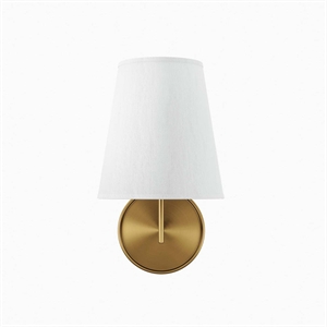 Modway Surround Metal and Fabric Wall Sconce in White/Satin Brass