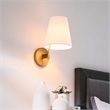 Modway Surround Metal and Fabric Wall Sconce in White/Satin Brass