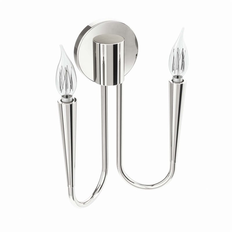 Modway Penrose 2-Light Modern Style Metal Wall Sconce in Polished Nickel