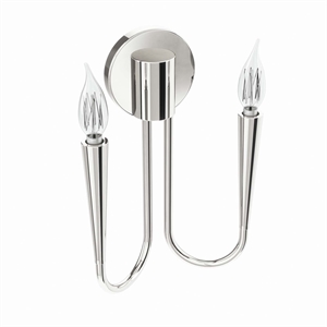 Modway Penrose 2-Light Modern Style Metal Wall Sconce in Polished Nickel