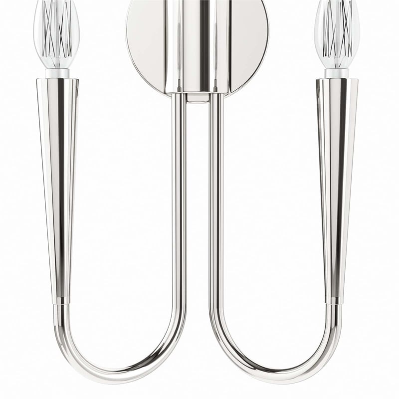 Modway Penrose 2-Light Modern Style Metal Wall Sconce in Polished Nickel