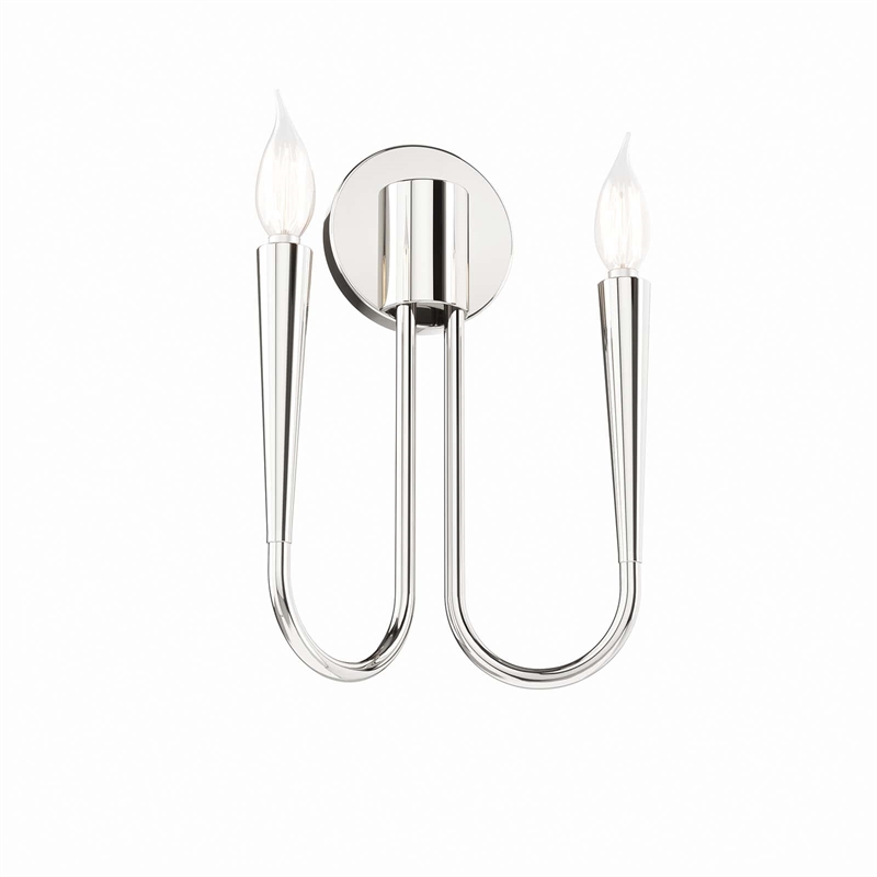 Modway Penrose 2-Light Modern Style Metal Wall Sconce in Polished Nickel