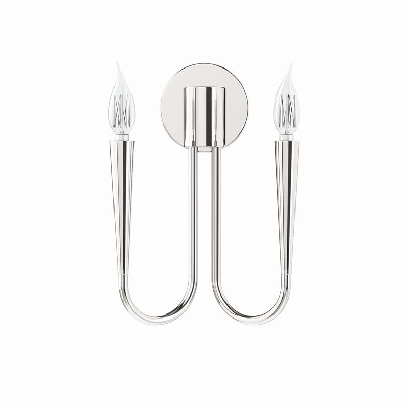 Modway Penrose 2-Light Modern Style Metal Wall Sconce in Polished Nickel
