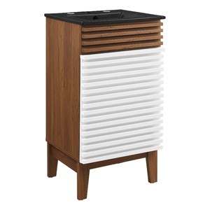 Modway Render 17.5&quot Particleboard Laminate Bathroom Vanity in White/Walnut/Black