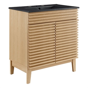 Modway Render 30&quot Particleboard and Laminate Bathroom Vanity in Oak/Black