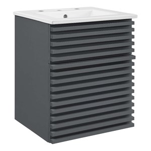 Modway Render 17.5&quot MDF Wood Wall-Mount Bathroom Vanity in Gray/White
