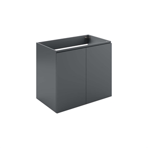 Modway Vitality 29.5&quot Plastic and Wood Wall-Mount Bathroom Vanity in Gray