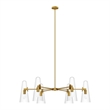 Modway Beacon 6-Light Metal and Glass Chandelier in Clear/Satin Brass