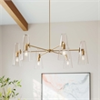 Modway Beacon 6-Light Metal and Glass Chandelier in Clear/Satin Brass