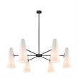Modway Beacon 6-Light Metal and Glass Chandelier in Opal/Black