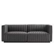 Modway Conjure Channel Tufted Performance Velvet Loveseat in Black/Gray
