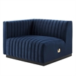 Modway Conjure Channel Tufted Performance Velvet Loveseat in Black/Midnight Blue