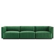 Modway Conjure Channel Tufted Performance Velvet Sofa in Black/Emerald