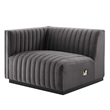 Modway Conjure Channel Tufted Performance Velvet Sofa in Black/Gray