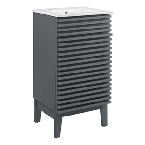 Modway Render 18&quot Particleboard Bathroom Vanity Cabinet in Gray/White