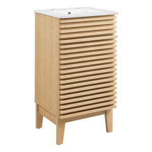 Modway Render 18&quot Particleboard Bathroom Vanity Cabinet in Oak/White