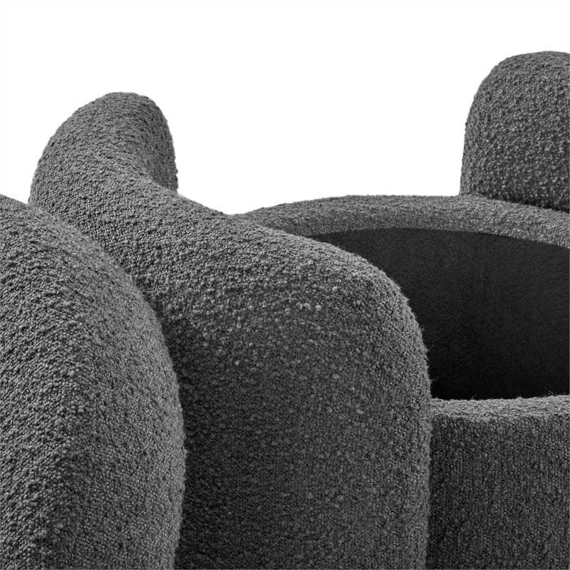 Modway Nebula Modern Style Fabric Boucle Upholstered Ottoman in Charcoal