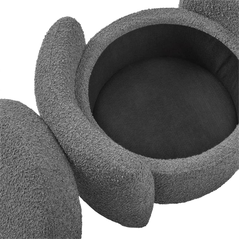 Modway Nebula Modern Style Fabric Boucle Upholstered Ottoman in Charcoal