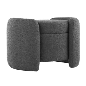 Modway Nebula Modern Style Fabric Boucle Upholstered Ottoman in Charcoal