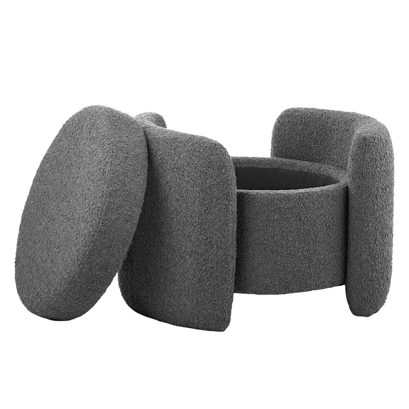 Modway Nebula Modern Style Fabric Boucle Upholstered Ottoman in Charcoal