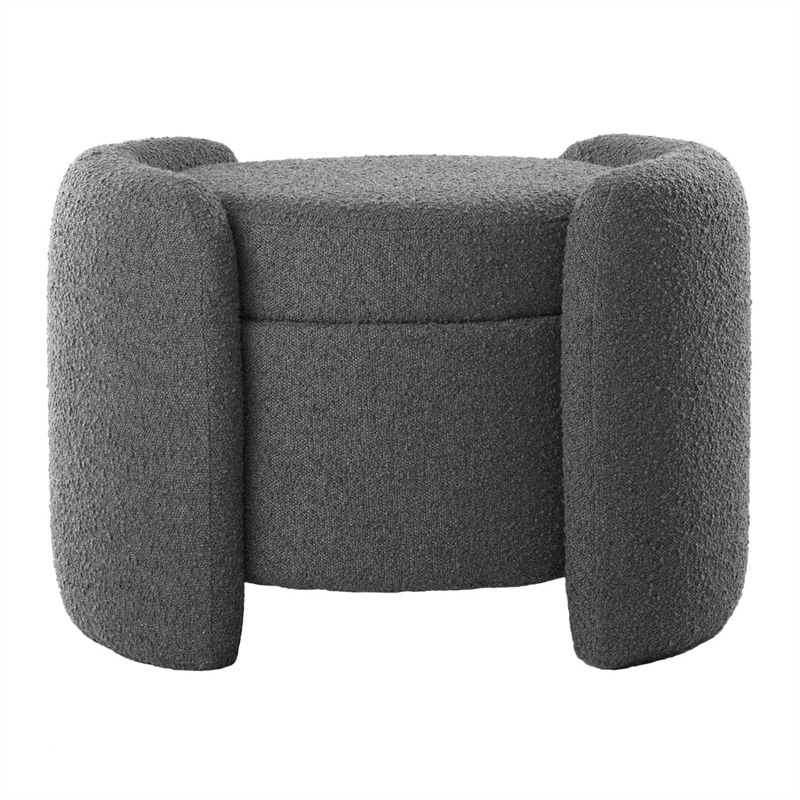 Modway Nebula Modern Style Fabric Boucle Upholstered Ottoman in Charcoal